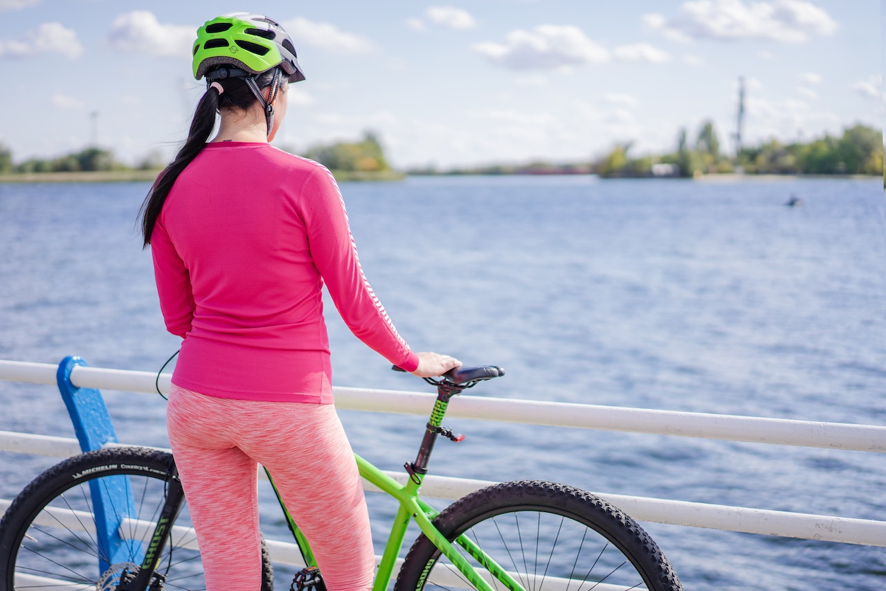 Lady on bike